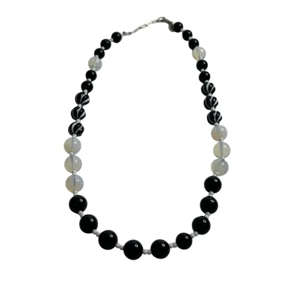 Rachel Black Beaded‎ Necklace Adjustable Chain Clasp Gift